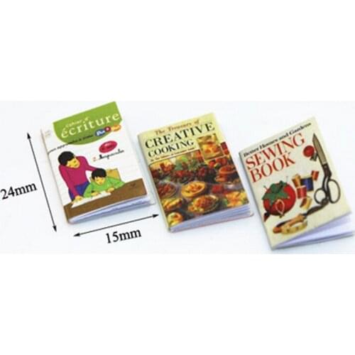 3 Pieces 1/12 Scale Dollhouse Miniature Colorful Books Model