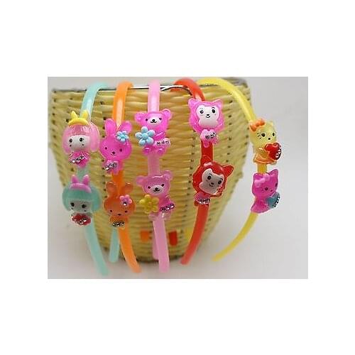 4 Assorted Colorful Cute Resin Rabbit Bear Charm headband hair bands For Girls