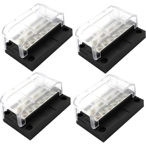4pcs 12 Terminal 100 Amp Bus Bar with Cover for Power and Ground Distribution
