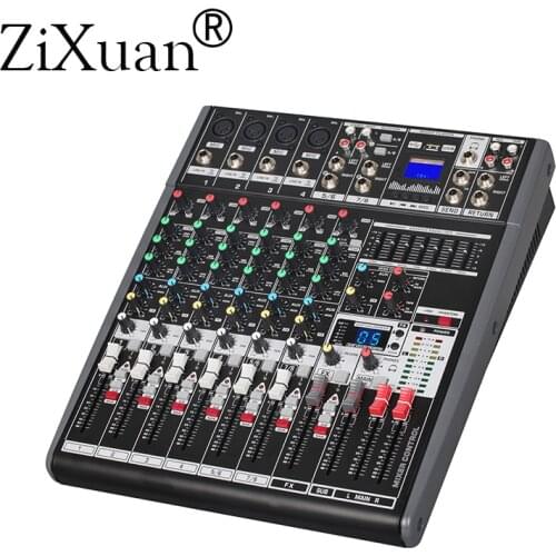 8 Channels (4 Mono + 2 Stereo) 16 DSP Sound Console Equipment Professional USB MP3 Audio DJ Mixer DC 48V phantom power