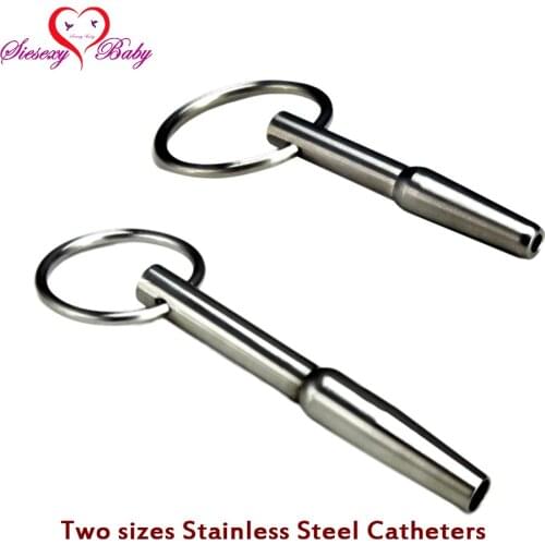 A034 Two size selected Hollow Urethral Dilators Stainless Steel Penis Plug, Urethral Catheter Stretching Tube Male sex toys
