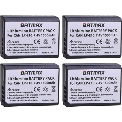 4Pc LP-E10 LP E10 LPE10 Rechargeable Camera Battery for Canon EOS Rebel T3 T5 T6 Kiss X50 Kiss X70 EOS 1100D EOS 1200D EOS 1300D