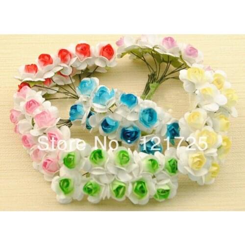 Free Shipping Paper Flowers Mini artificial Flower Hand Made Small Wedding Bouquet Scrapbooking Decor