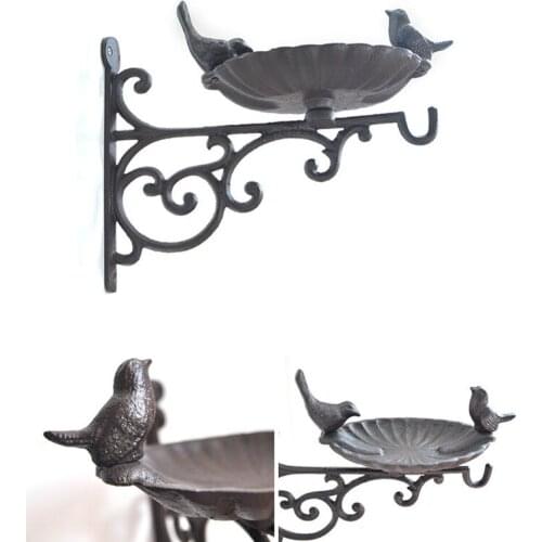 Cast Iron Bird Bath for Garden Weather-resistant Bird Water Bowl Wall Mount with Bracket Easy to Attach Bird Basin