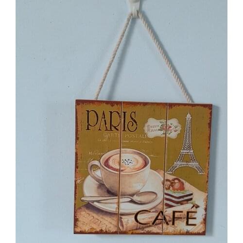 Rustic Wooden Coffee Patterned Sign Plaque Cafe Bar Decor Wall Art Hanging Wood Crafts
