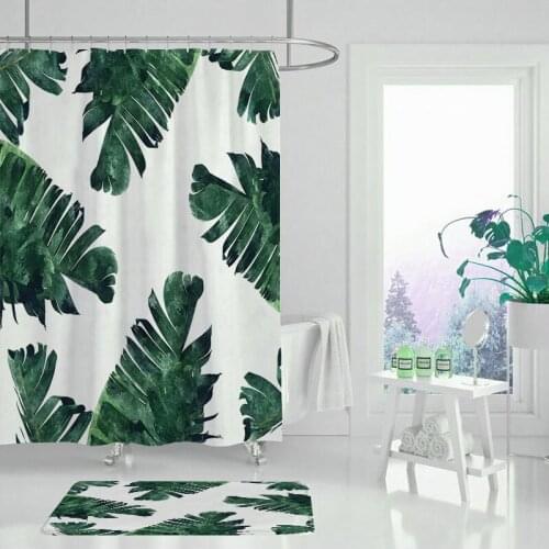 Rainforest Palm Trees Plants Shower Curtains Waterproof Bathroom Decor with Hooks 3D Girls Boys Gifts