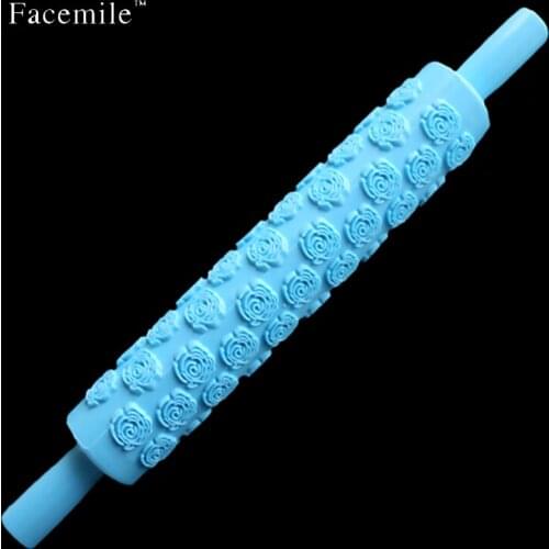 Facemile 1Piece Rolling Pin Rose Folwer Different Patterns Baking Gift Fondant Embossed Mold Cake Decorating 54055