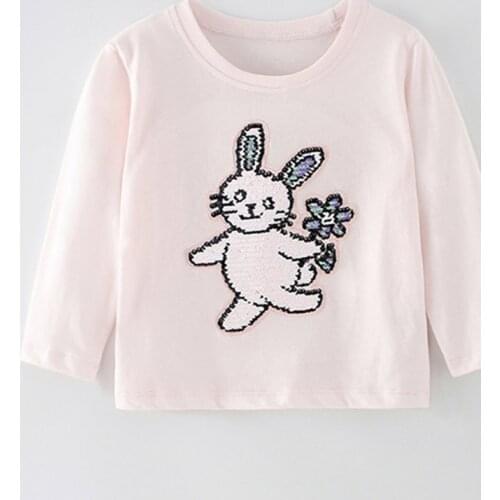 Sequins Long Sleeve Infant Kids Babe Girls T-shirt Tee Blouses Tops Brand Cotton 2021 Baby Girl Clothes Casual Children Clothing