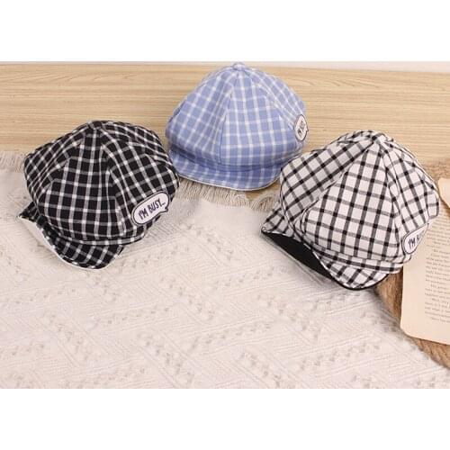 Korean Style Children Soft Peaked Cap Girls Boys Plaid Sun Hats Travel Windproof Hat Baby Fashion Bucket Hat Kids Head Stuff