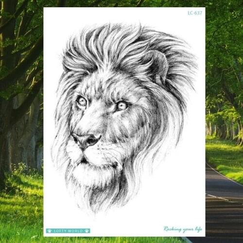 Cool Animal Lion Temporary Tattoo Sticker Arm Leg Large Size Fake Tattoos for Men Women Waterproof Tatoo Art Tatoo