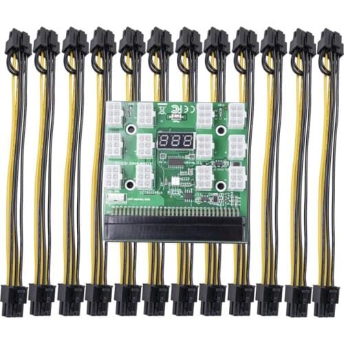 Power Module Breakout Board Kits With 12Pcs 6Pin To 8Pin (6+2)Pin Power Cable For HP 1200W 750W PSU GPU Mining Ethereum
