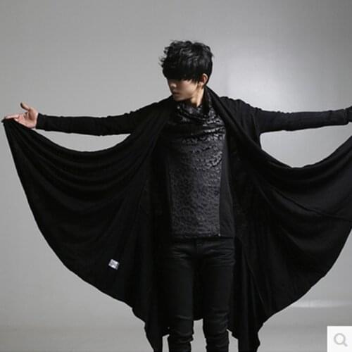 Korean edition hairstylist fashion men autumn and winter non-mainstream personality Cardigan Coat Cape Cape Cape Cape Long assas