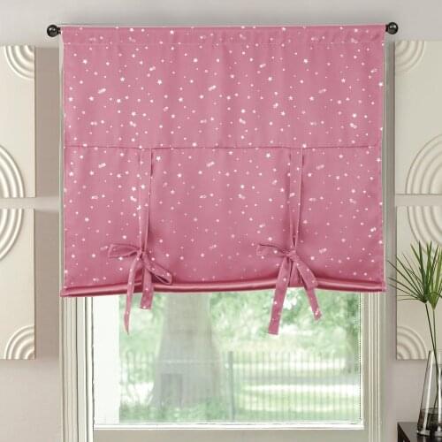 Short Roman Curtains for Kids Bedroom Star Print Polyester Fabric Rod Pocket Tapes Decor Car Kitchen Window Door Panels Cheap