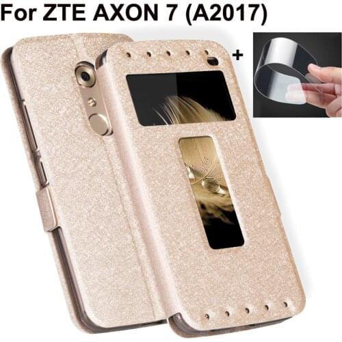 Leather Cover for ZTE Axon 7 A2017G A2017 Luxury Open window Flip Phone case for ZTE Axon7 2017 phone case Axon 7 funda coque