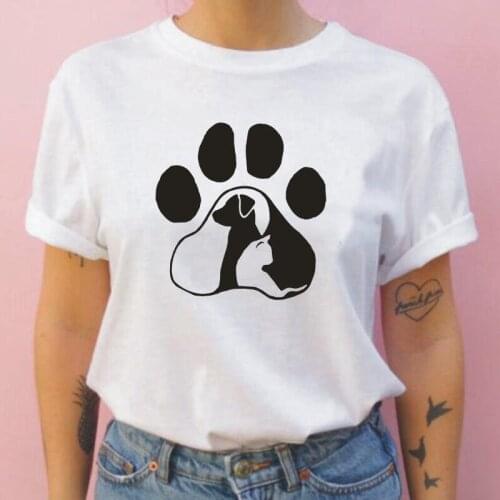 Summer Casual Tee Shirt Femme Harajuku Dog Cat Love Animal Funny Print T Shirt Women Tops Short Sleeve Tshirt Camisas De Mujer
