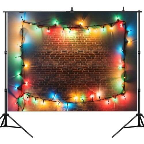 Lyavshi Brick Wall Merry Christmas Light Portrait Photography Backgrounds Photographic Backdrops For Photo Studio