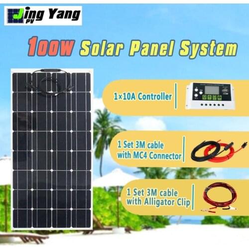 Mono solar cell 100w 200w flexible solar panel kit with 10A/20A solar charge controller 12v solar panels for RV/boat/car/camping