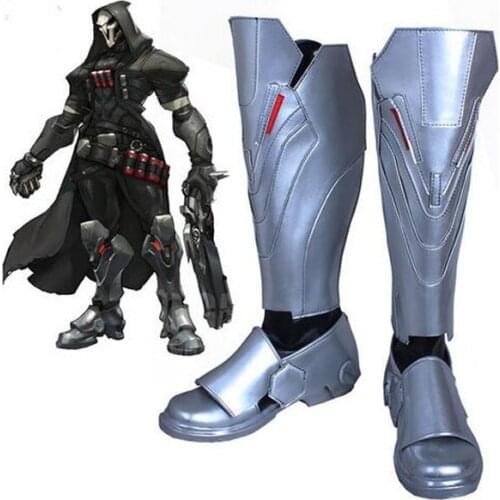 OW Reaper Video Game Cosplay Boots Shoes Men Cosplay Costume Party Shoes Custom Made Boots