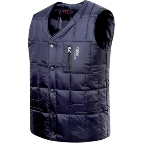 2019 New Fashion Winter Warm Ultra Light Down Vest Men 90% White Duck Down Sleeveless Collarless Vest For Father Waistcoat