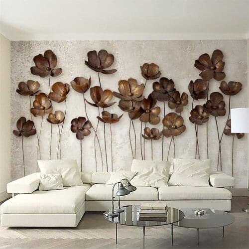 Beibehang wallpaper for walls 3 d Custom wallpaper iron flower retro modern minimalist TV background wall paper papel de parede