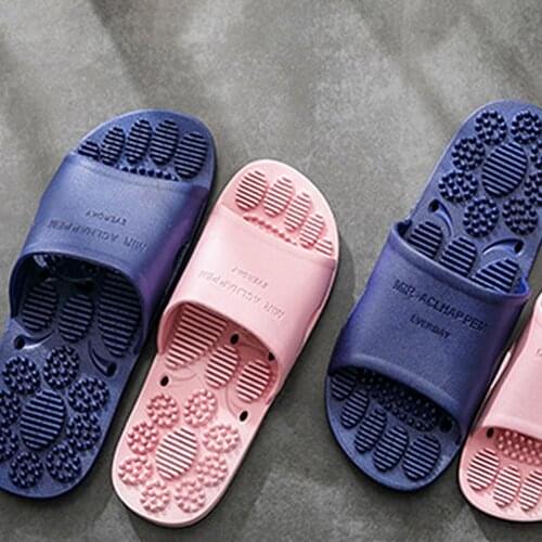 Solid Color PVC Massage Summer Anti-skid Slippers Bathroom Shower Beach Sandal