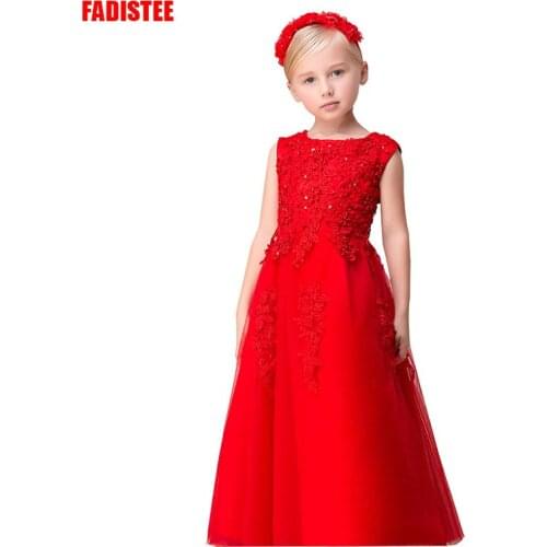 New Arrival Pretty Flower Girl Dresses appliques beading Baby Girl Dress with floor length long style dresses