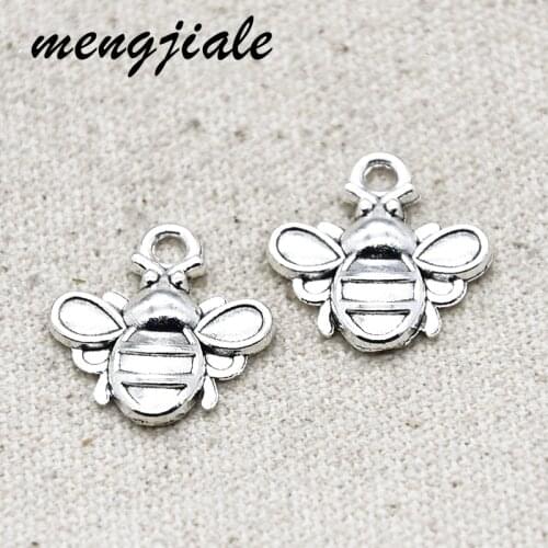 25pcs Antique Silver Plated Cute Honey Bee Charms Alloy Metal Insect Pendants For DIY Jewelry Accessories Making 20*22mm