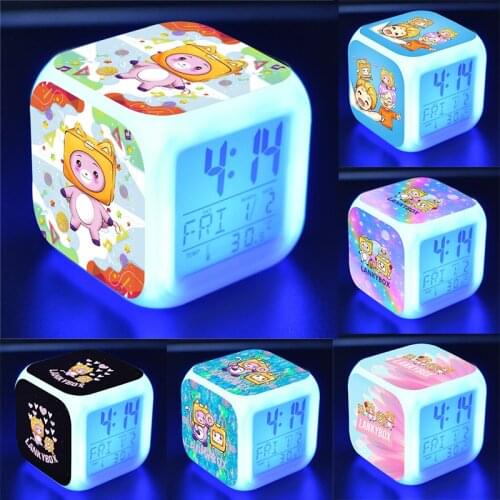 Students Lankybox Alarm Clock Children Desk Clock Kids Cartoon Led Digital Clock with Date Thermometer Boys Girls Birthday Gifts