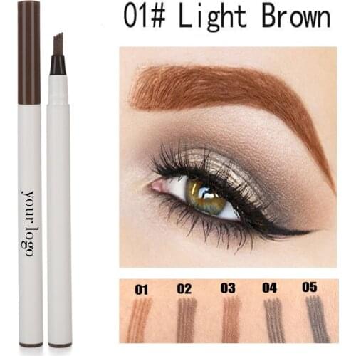 Customize Logo Tattoo Eyebrow 3D Liquid Ink Pen Waterproof 4 Fork Pencil Brow Eyes Makeup Female Cosmetics 5 Natural Color