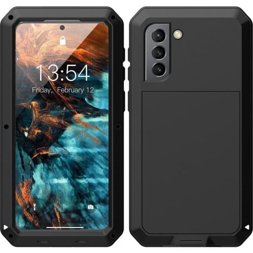 With Toughened Glass Heavy Duty Shockproof Fundas Metal Cover for Samsung Galaxy S21 Plus S21plus 5G Case Silicone Coque Shell