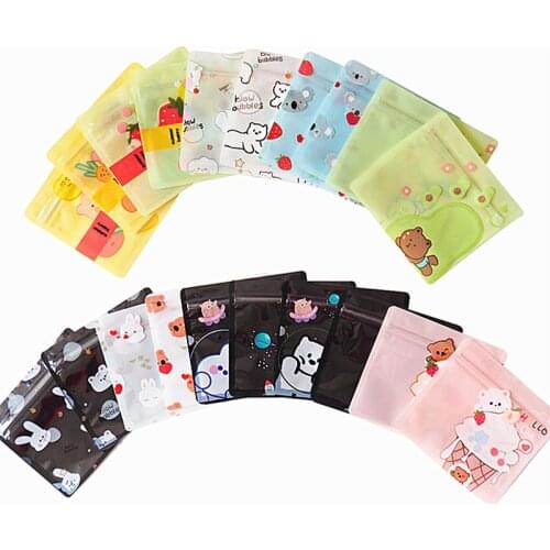 General Use Clear Front Lovely Plastic Zipper Bag Resealable Headband Nail Beauty Jewelry DIY Handmade Gifts Packaging Pouches