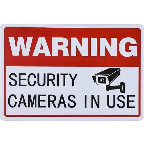 Vintage Metal Sign Warning Video Surveillance Security Cameras In Use