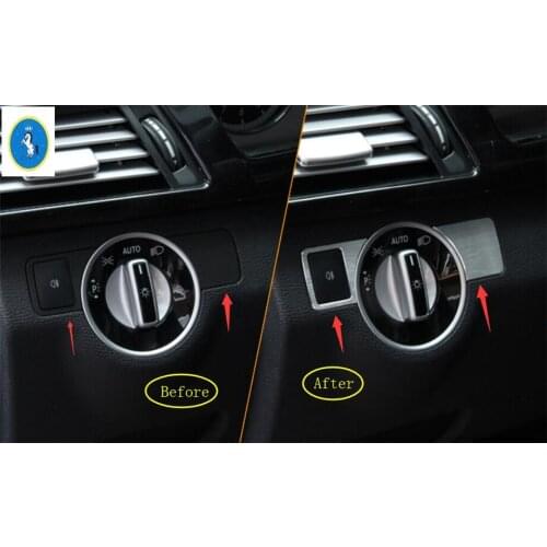 Yimaautotrims For Mercedes Benz E Class Sedan W212 2011 - 2015 Metal Accessories Headlight Lamp Switch Button Frame Cover Trim