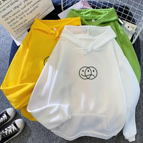 WomenS Streetwear Sportswear y2k Autumn MenS Casual Hood Long Sleeve Smile Sad Hip-Hop Print Hooded Sportswear Top Spring 2021
