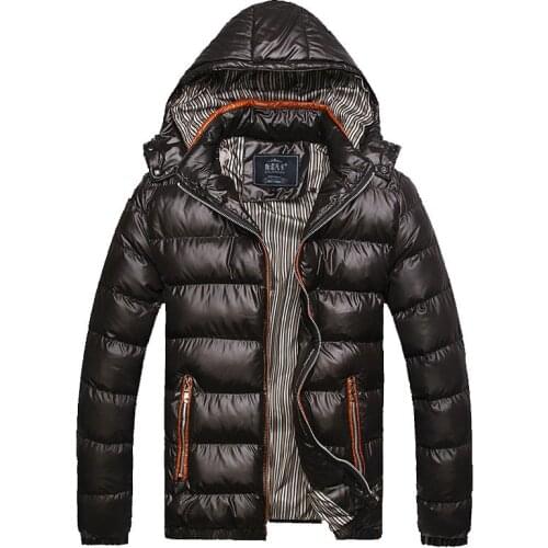 Winter Mens Thick Parkas Full Zipper Comfy Hooded Solid Color Jacket Fashionable Breathable Warm Quilted Coat Oversized 5XL