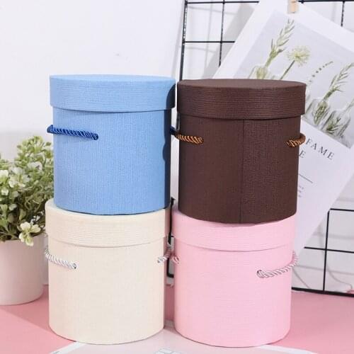 1Pc Round Flower Paper Boxes Hold The Bucket Gift Packaging Box Party Gift Box
