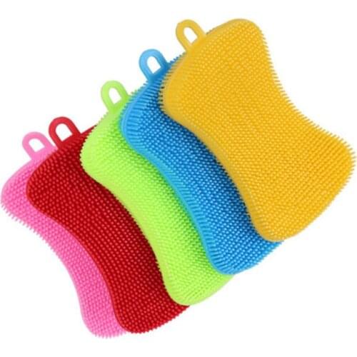 Silicone cleaning brush Dish Washing Sponge fast easy to Remove Oil stains Scrubber Kitchen wash dishes pot cleaner Tool