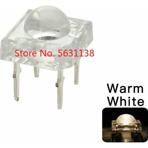 100pcs 5mm F5 Piranha Warm White LED Emitting Diode Super Flux Transparent Ultra Bright Water Clear Lens Lamp 4 Pin Light Beads