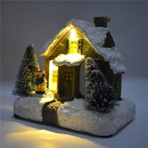 2020 Creative Interesting Resin Christmas Tree Ornaments Huts Luminous Christmas Tree Ornaments Decorated Xmas Windows U3