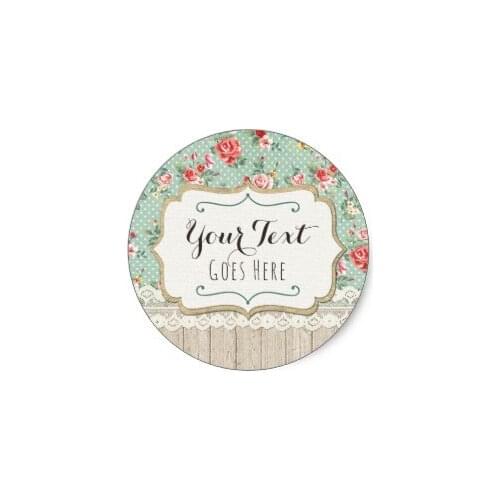 3.8cm Shabby Chic Roses, Lace & Burlap Vintage Boutique Classic Round Sticker