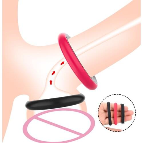 3 in 1 Silicone Penis Ring Adult Products Extender Cock Ring Sex Toys for Men Male Chastity Cage Device Delay Ejaculation