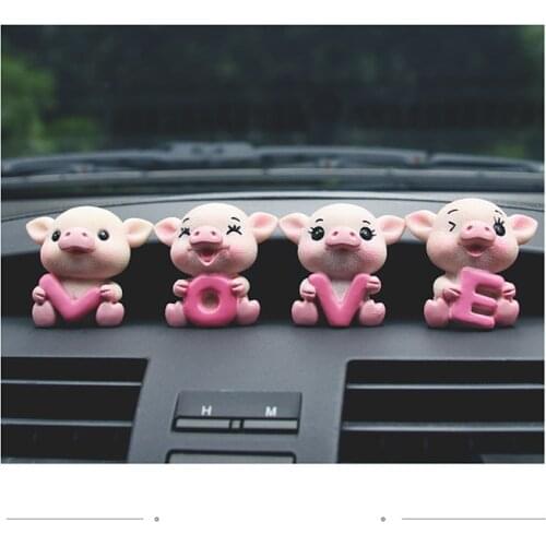 4pcs/set newest car ornaments Cute LOVE Little Pig interior Decoration Car Decorative Accessories high quality