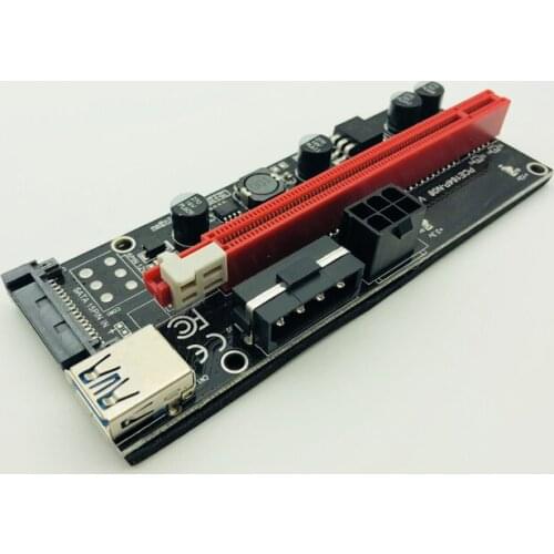 50PCS 009s PCI Express Riser Card 1x to 16x PCIE Extender USB3.0 Cable SATA 6Pin 4Pin IDE Molex Power for BTC Miner Mining 2 LED