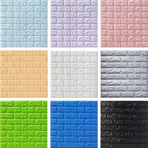 70*77 12pcs 3D Brick Wall Sticker DIY Self-Adhesive Decor Foam Waterproof Covering Wallpaper For Kids Room Kitchen Stickers