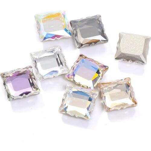 Astrobox 10Pcs 8mm Square Magic Mirror Glass Strass Flatback Stone Nail Art Rhinestone For Glue Nail Accessories Jewelry Making