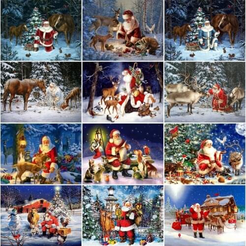AZQSD Diy Diamond Painting Santa Claus Full Square Drill Handmade Gift Diamond Embroidery Christmas Cartoon Mosaic Home Decor