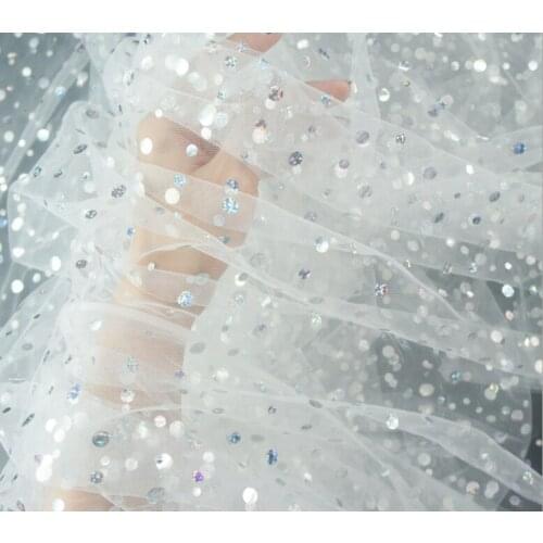 Colorful radium silver flashing mesh lace fabric polka dot cloth DIY fashion childrens wear stage clothes wedding lace