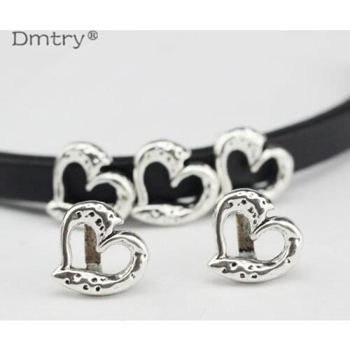Dmtry 5pcs Small Hole Spacer Beads Heart For Jewelry Making Findings Accessories Charms DIY Handmade Bracelet Parts BB0017