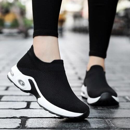Large Size Women Shoes Fly Woven Lightweight Comfortable Shoes Air Cushion Shoes Women Socks Shoes