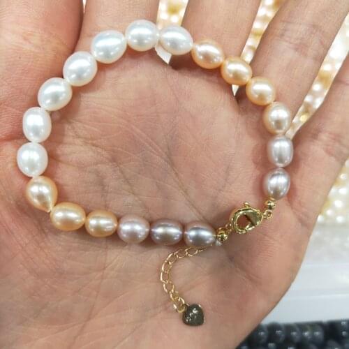 Genuine Natural Freshwater Pearl Bracelets Bangles For Women with Classic Fashion White Pearl Jewelry Gift